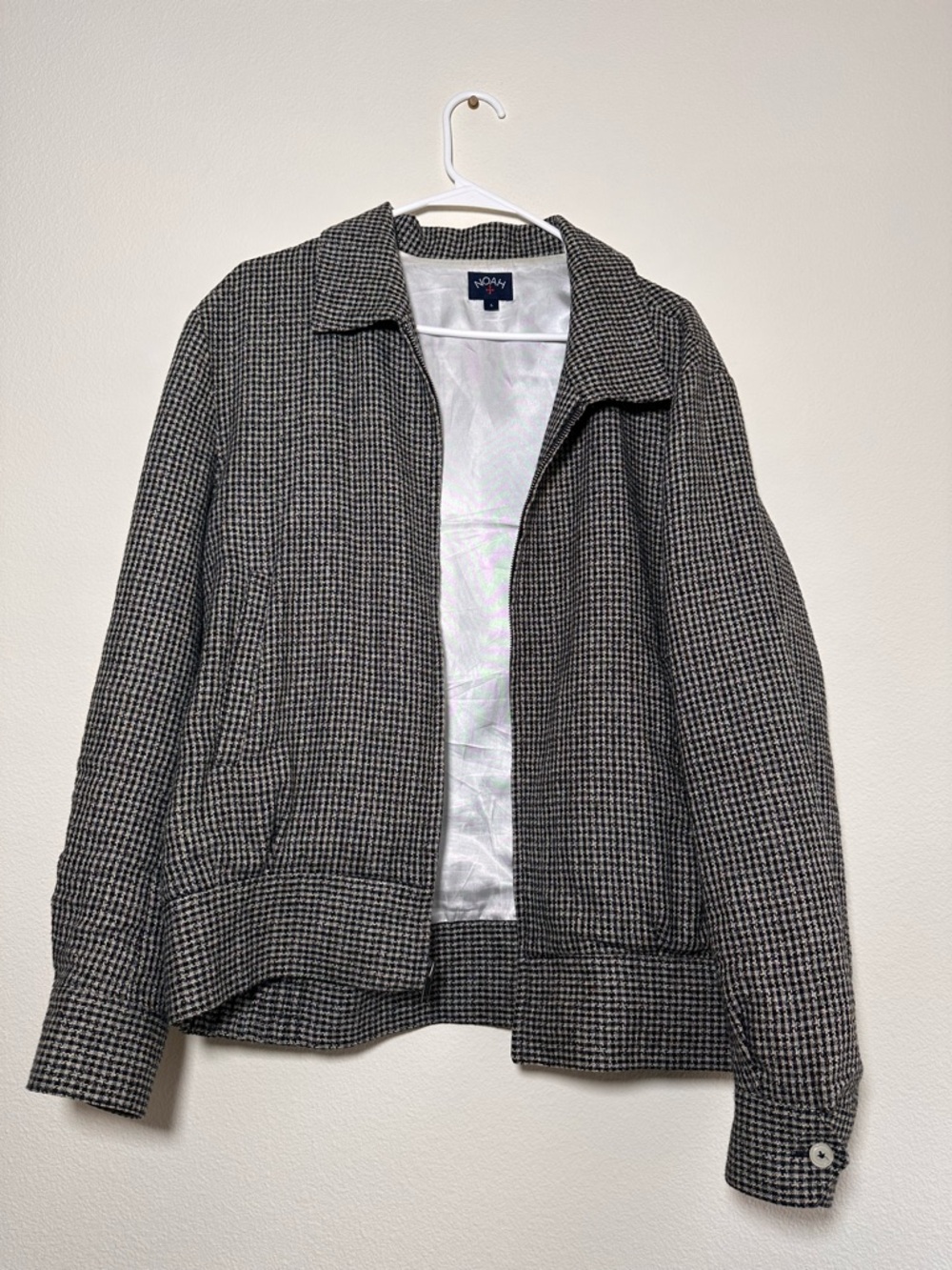 Noah Ricky Houndstooth Linen-Blend Jacket (L)